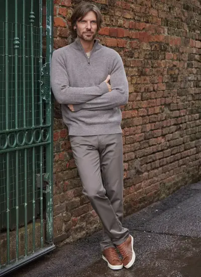 Lambswool Half Zip Sweater in Vapor 